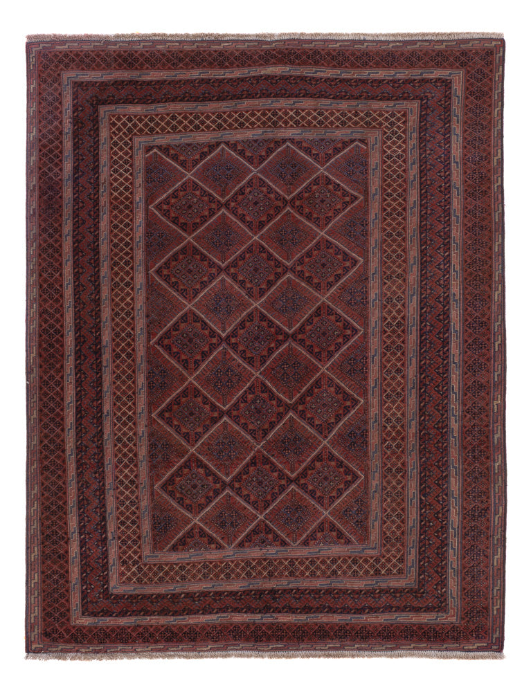 Kelim Afghan Teppich 135x177cm - dunkelrot