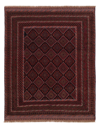 Kelim Afghan Teppich 141x180cm - dunkelrot