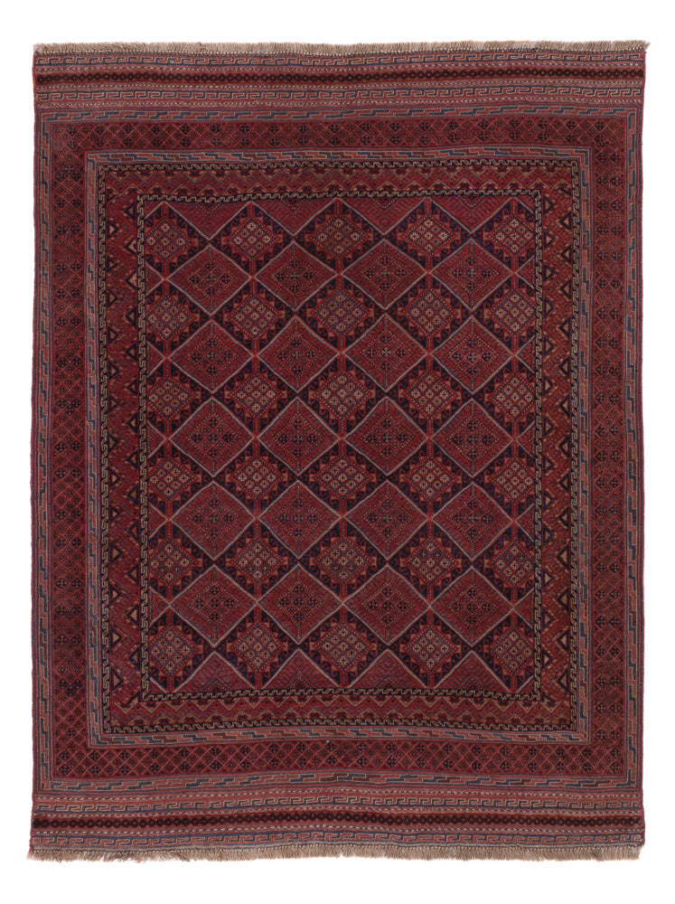 Kelim Afghan Teppich 131x180cm - dunkelrot