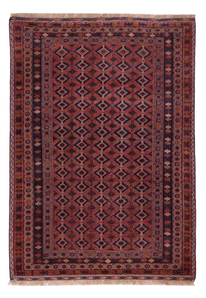 Kelim Afghan Teppich 141x201cm - dunkelrot