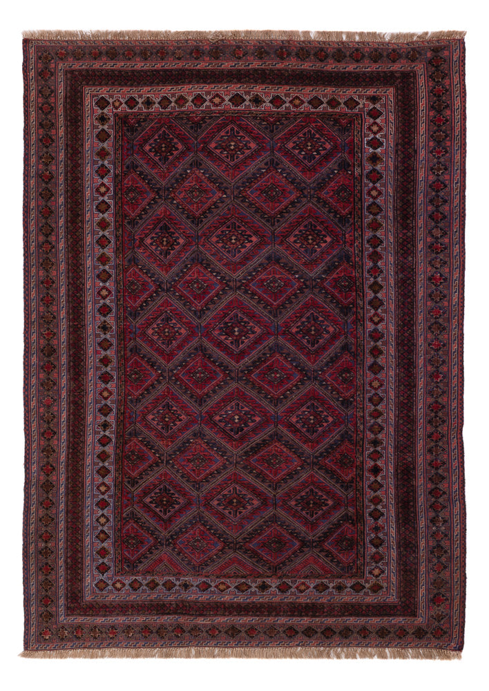 Kelim Afghan Teppich 145x195cm - dunkelrot