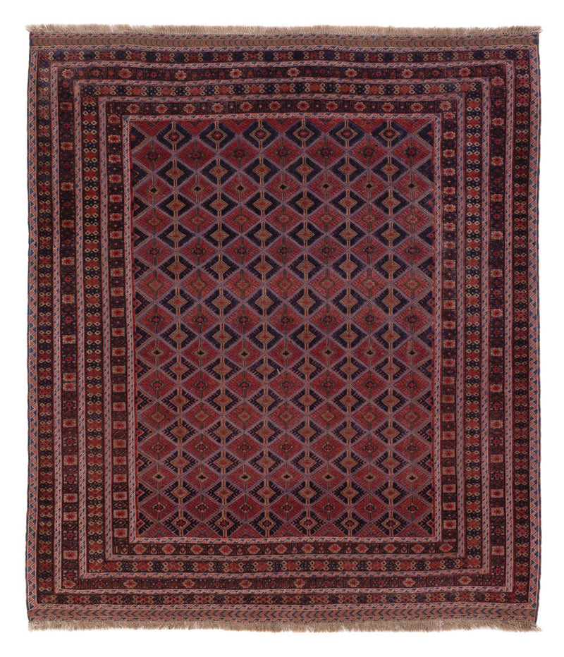 Kelim Afghan Teppich 158x183cm - dunkelrot