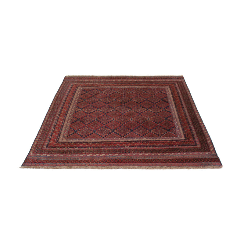 Kelim Afghan Teppich 144x186cm - dunkelrot