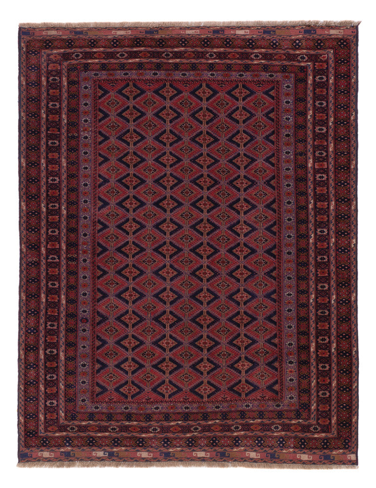 Kelim Afghan Teppich 155x202cm - dunkelrot