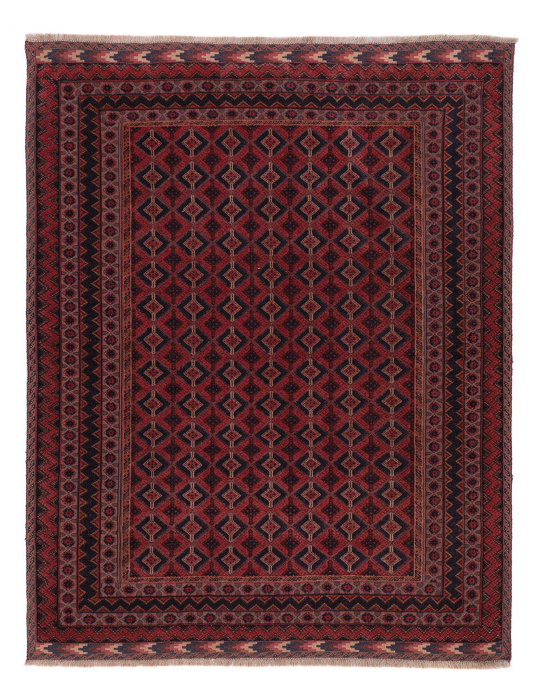 Kelim Afghan Teppich 161x201cm - dunkelrot