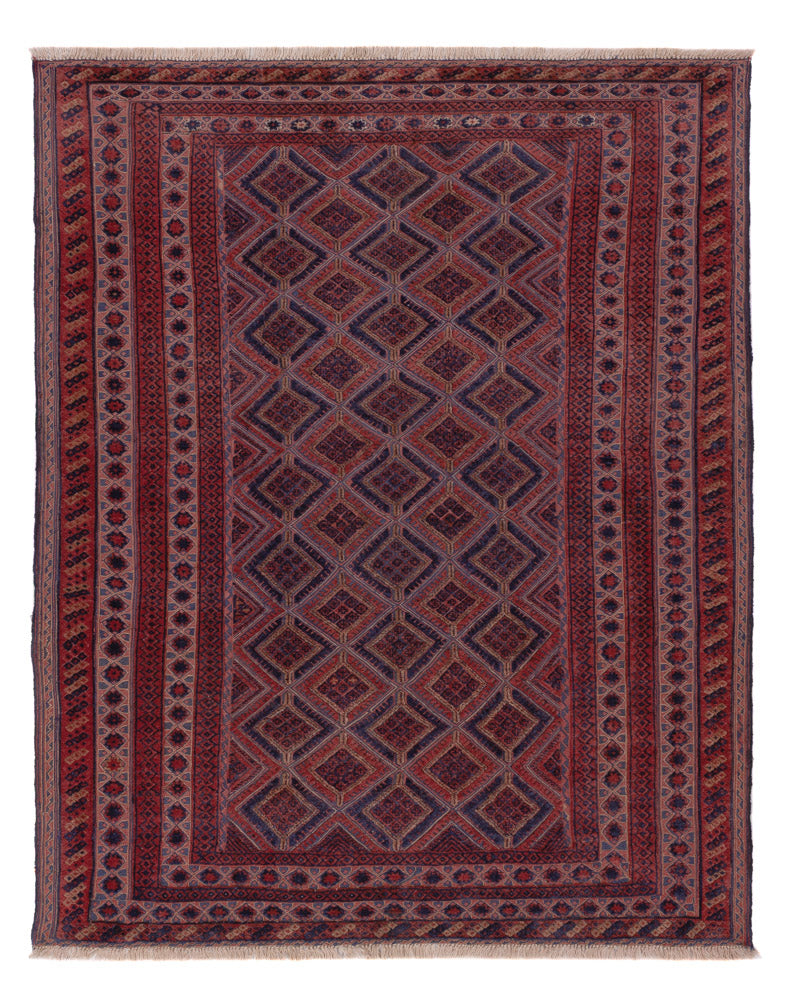Kelim Afghan Teppich 158x196cm - dunkelrot