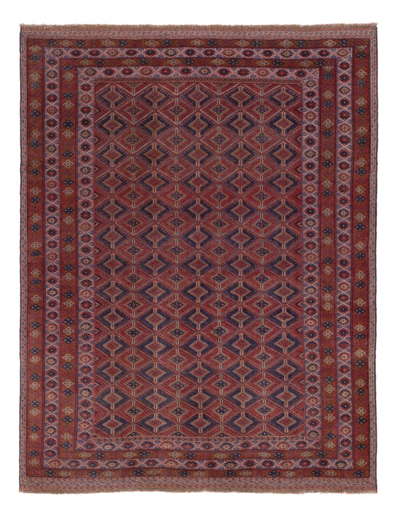 Kelim Afghan Teppich 157x203cm - dunkelrot