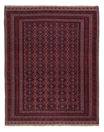 Kelim Afghan Teppich 151x190cm - dunkelrot