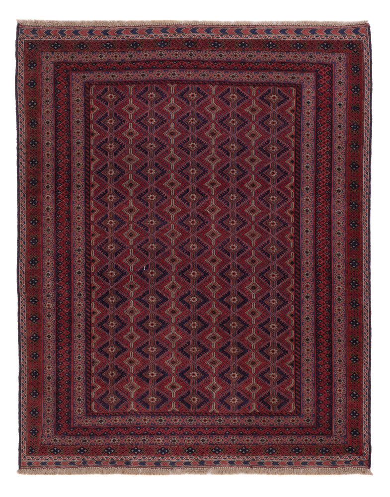 Kelim Afghan Teppich 151x190cm - dunkelrot