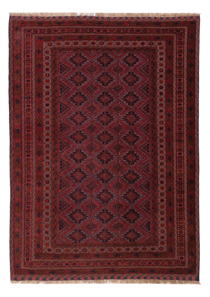 Kelim Afghan Teppich 147x190cm - dunkelrot