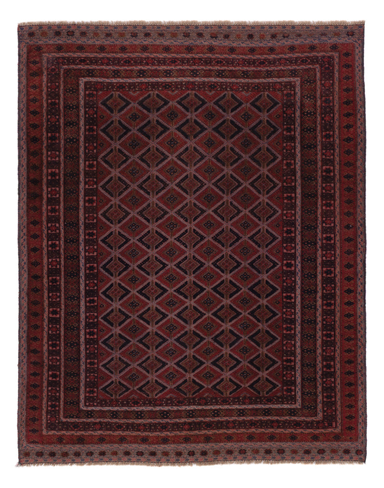 Kelim Afghan Teppich 156x196cm - dunkelrot