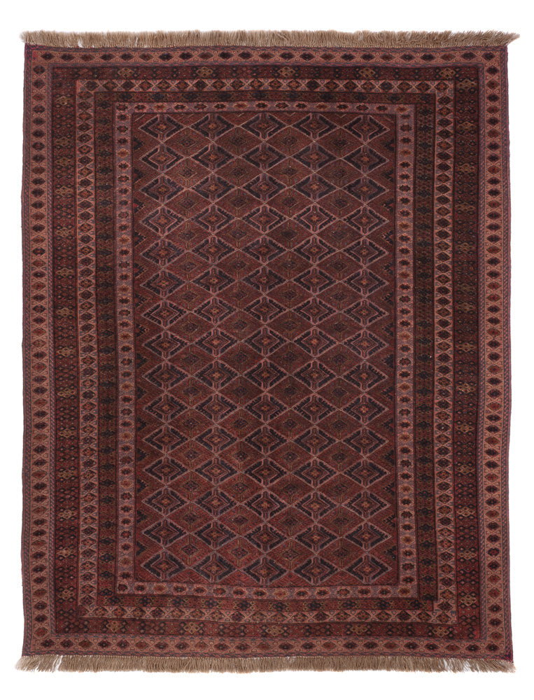 Kelim Afghan Teppich 163x203cm - dunkelrot