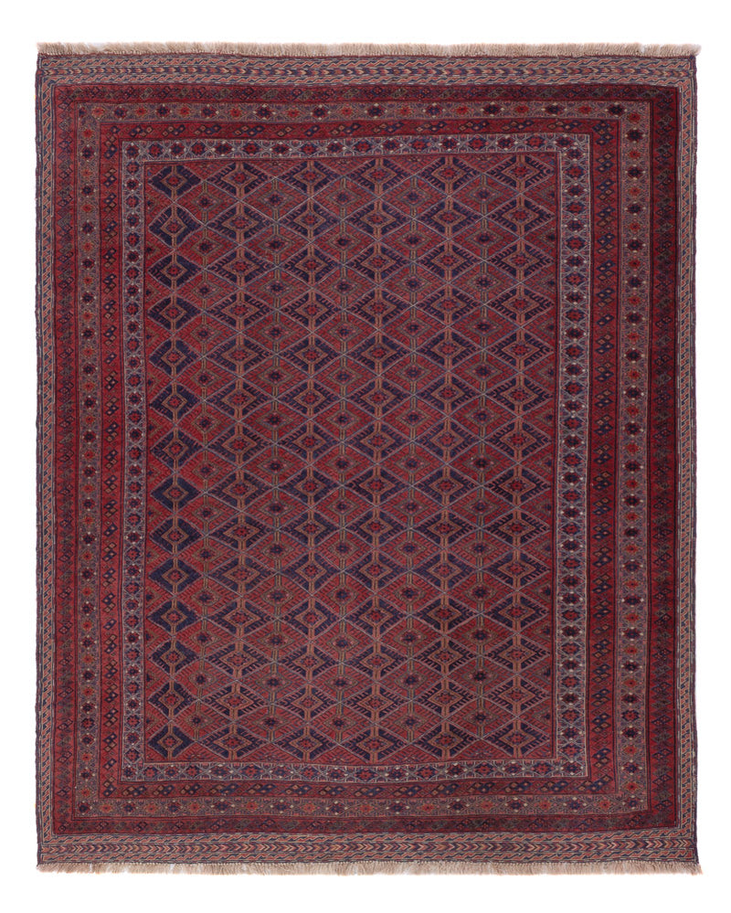 Kelim Afghan Teppich 159x195cm - dunkelrot