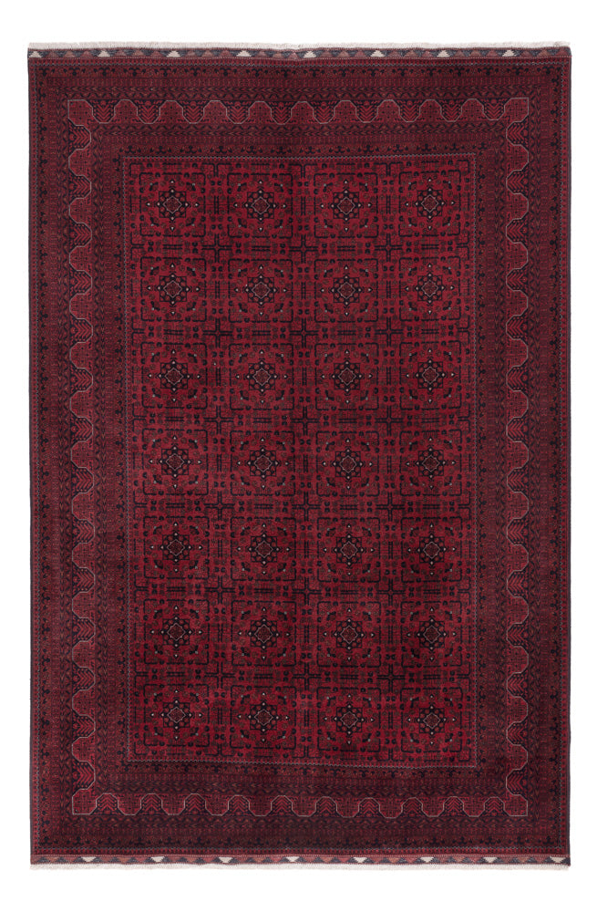 Afghan Teppich 202x294cm - Orientteppich - dunkelrot