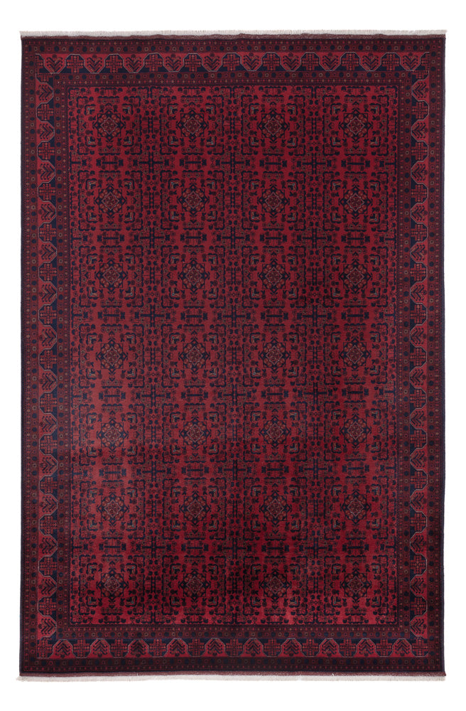 Afghan Teppich 195x298cm - Orientteppich - dunkelrot