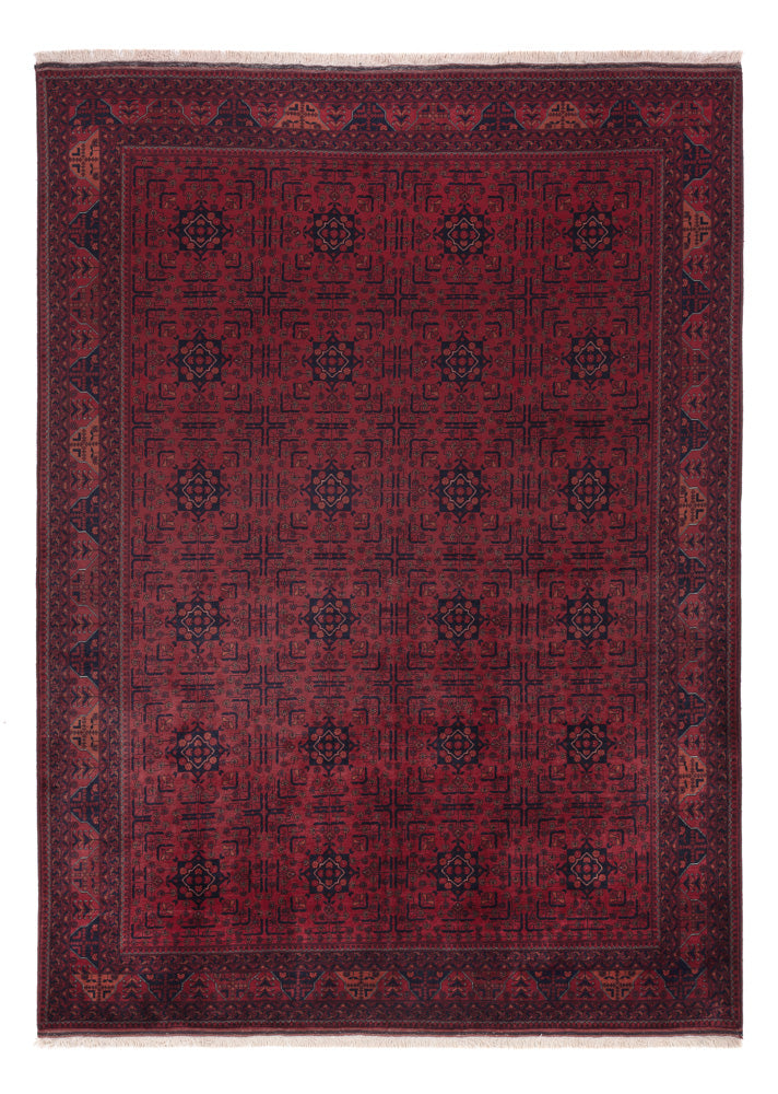 Afghan Teppich 199x281cm - Orientteppich - dunkelrot