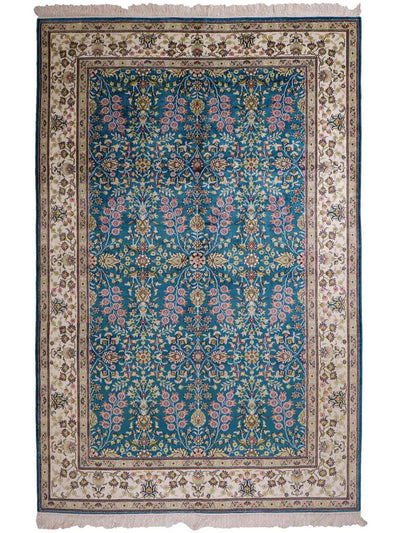 China Seide Teppich 155x242cm - Orientteppich - petrolblau