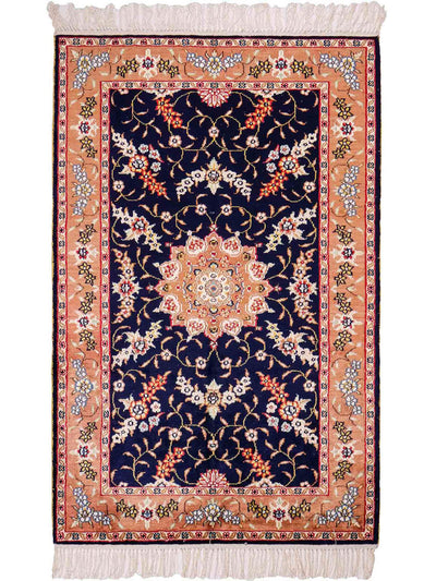 China Seide Teppich 78x122cm - Orientteppich - dunkelblau