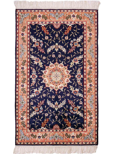 China Seide Teppich 77x123cm - Orientteppich - dunkelblau