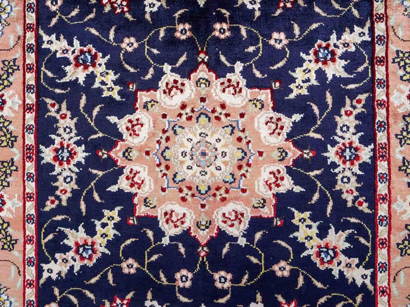 China Seide Teppich 77x123cm - Orientteppich - dunkelblau