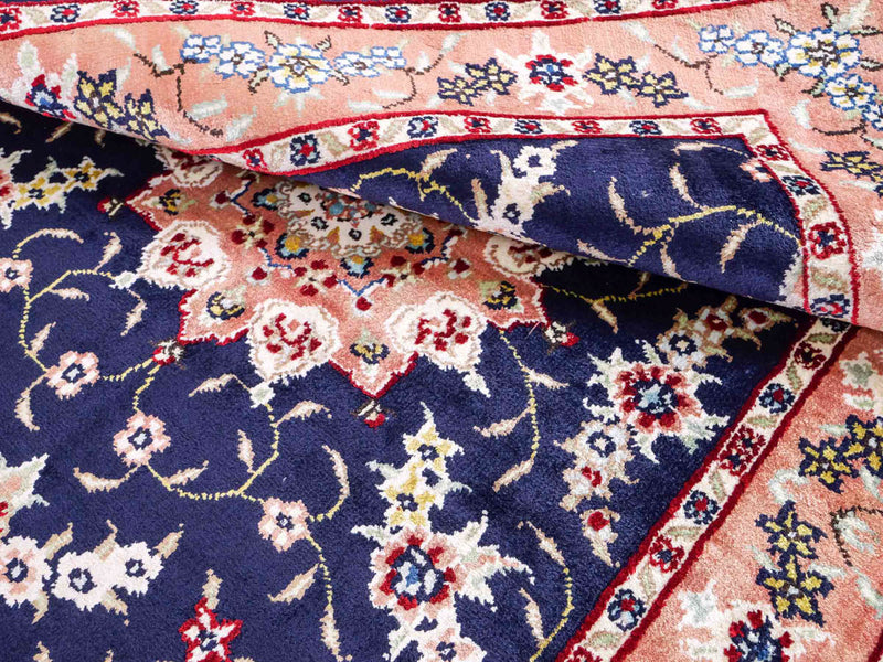 China Seide Teppich 77x123cm - Orientteppich - dunkelblau