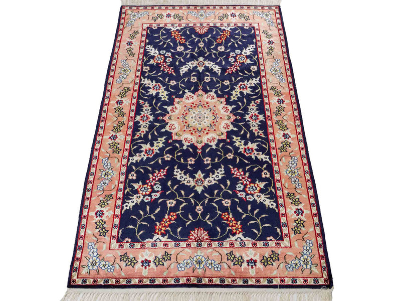 China Seide Teppich 77x123cm - Orientteppich - dunkelblau