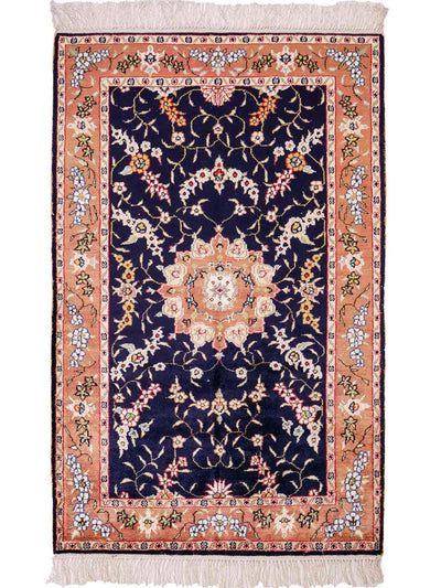 China Seide Teppich 78x123cm - Orientteppich - dunkelblau
