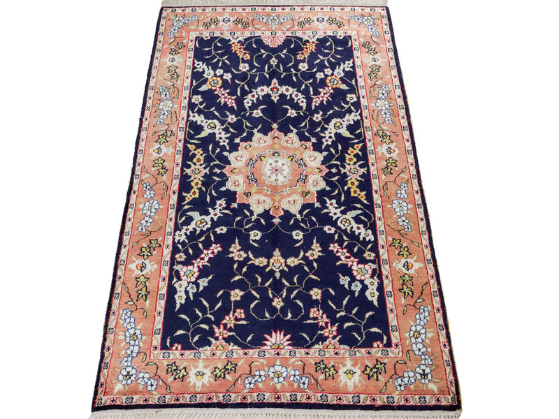 China Seide Teppich 78x123cm - Orientteppich - dunkelblau