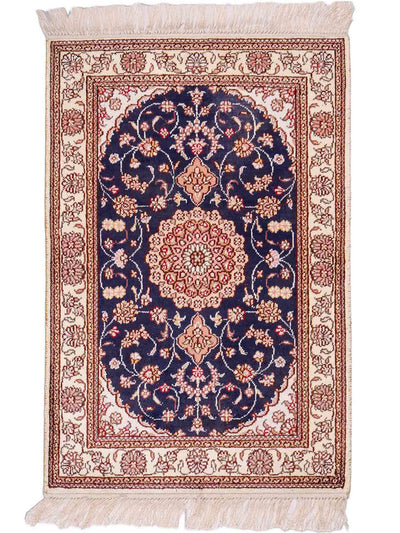 China Seide Teppich 62x92cm - Orientteppich - dunkelblau