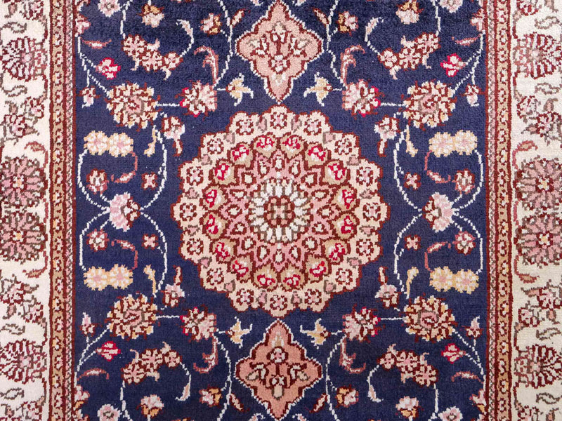 China Seide Teppich 62x92cm - Orientteppich - dunkelblau