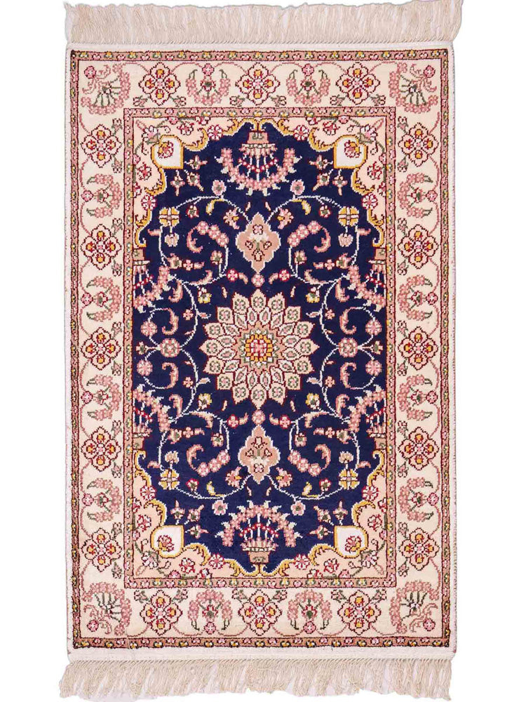 China Seide Teppich 60x92cm - Orientteppich - dunkelblau