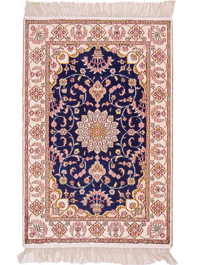 China Seide Teppich 61x91cm - Orientteppich - dunkelblau
