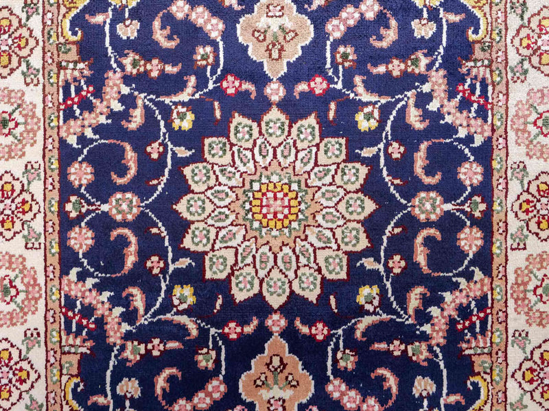 China Seide Teppich 61x91cm - Orientteppich - dunkelblau