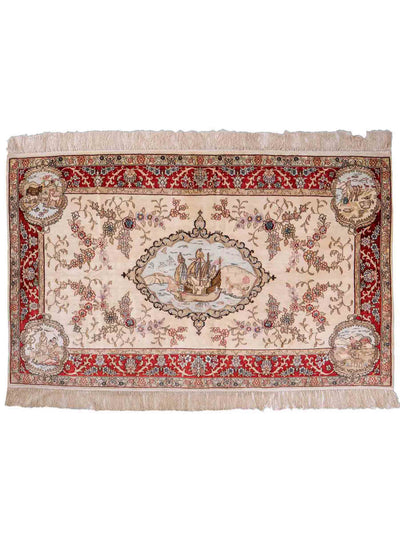 China Seide Teppich 95x153cm - Orientteppich - hellbeige