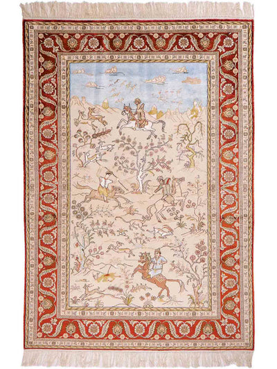 China Seide Teppich 123x178cm - Orientteppich - beige