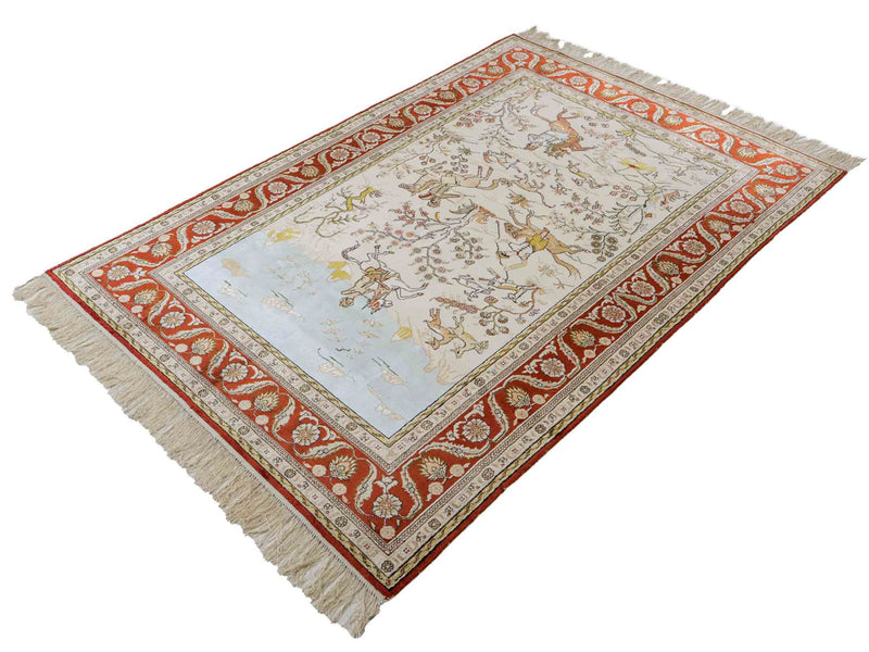 China Seide Teppich 123x178cm - Orientteppich - beige
