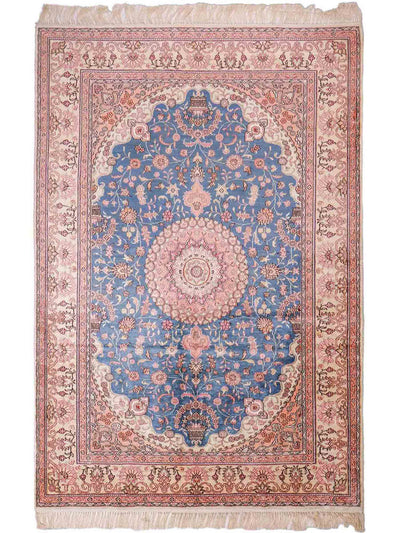China Seide Teppich 123x192cm - Orientteppich - blau