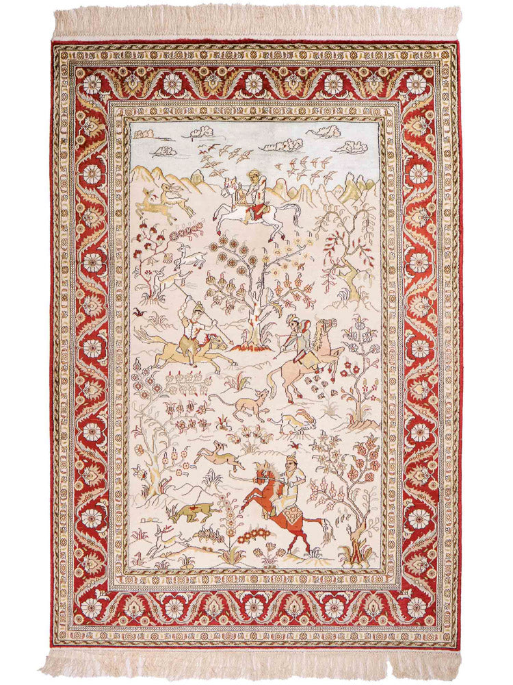 China Seide Teppich 121x193cm - Orientteppich - beige