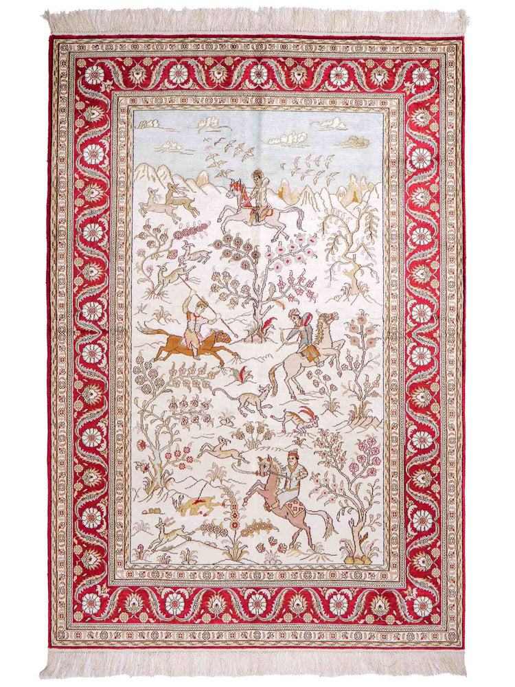 China Seide Teppich 126x185cm - Orientteppich - beige