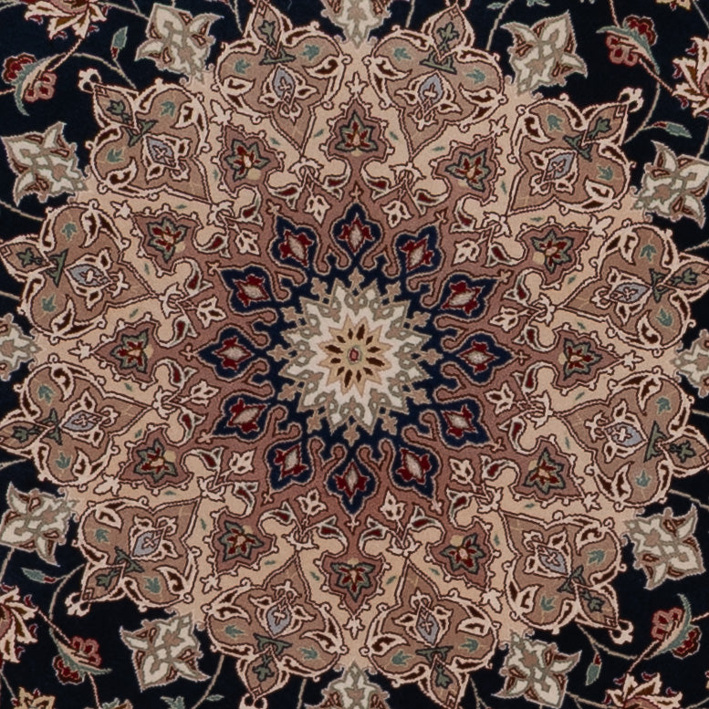 Täbriz - 50 Raj Teppich 200x200cm - Perserteppich - schwarzgrün
