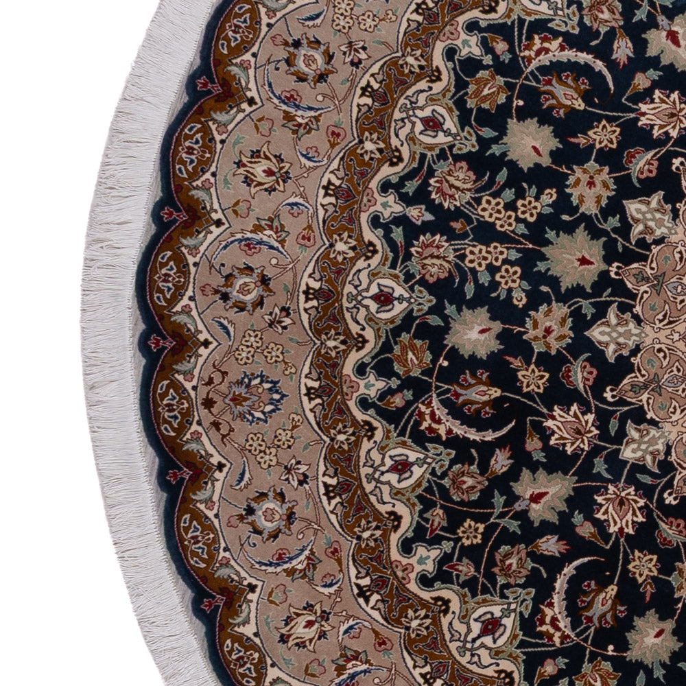 Täbriz - 50 Raj Teppich 200x200cm - Perserteppich - schwarzgrün
