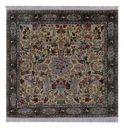 Täbriz - 50 Raj Teppich 200x200cm - Perserteppich - olivgrün