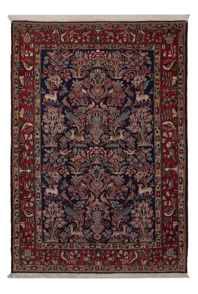 Ghom Teppich 138x206cm - Perserteppich - dunkelblau