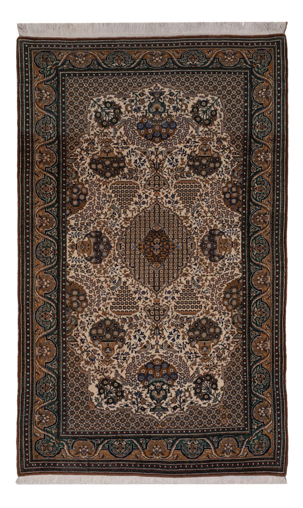 Ghom Teppich 135x226cm - Perserteppich - dunkelbeige