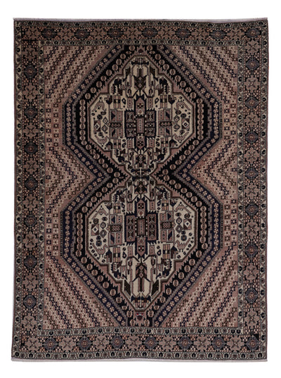 Afshar Sirjan Teppich 152x210cm - Perserteppich - dunkelbeige