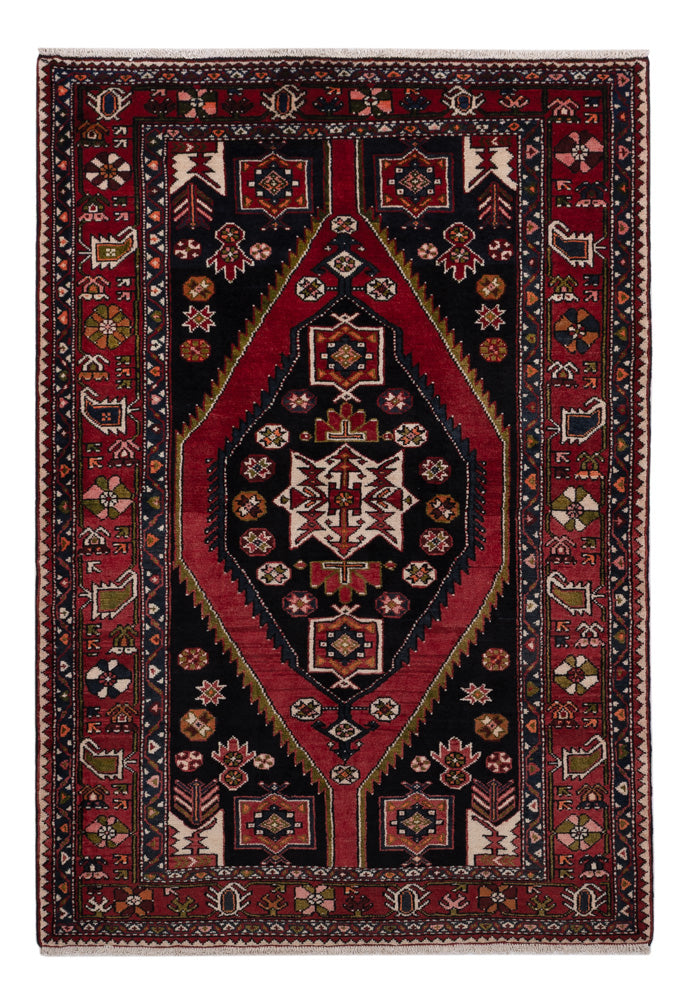 Hamadan Teppich 136x202cm - Perserteppich - dunkelblau