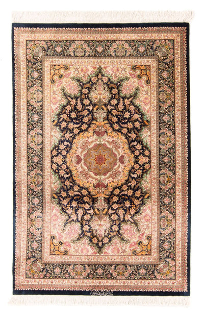 Ghom - Seide Teppich 102x152cm - Perserteppich - dunkelblau