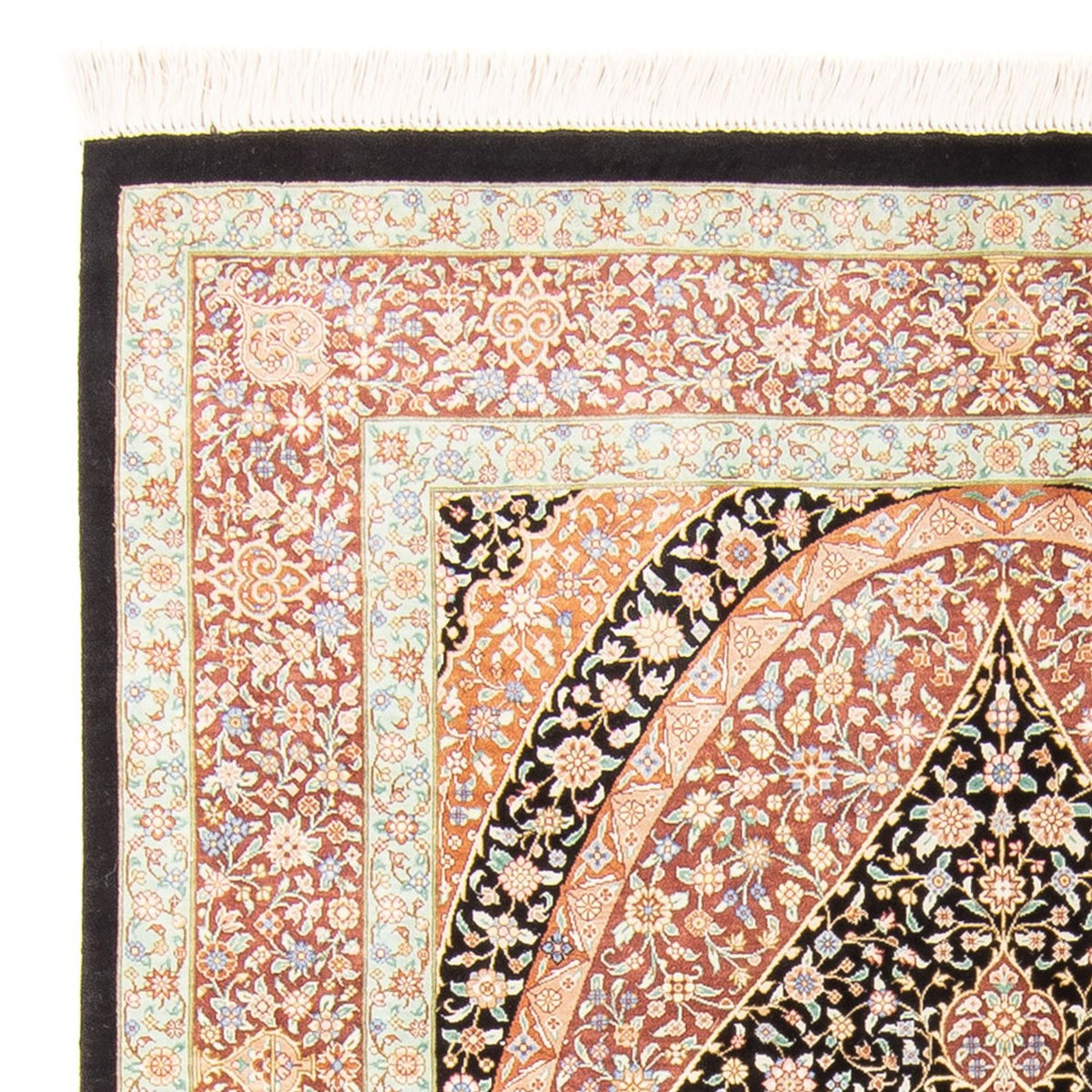Ghom - Seide Teppich 101x154cm - Perserteppich - dunkelblau