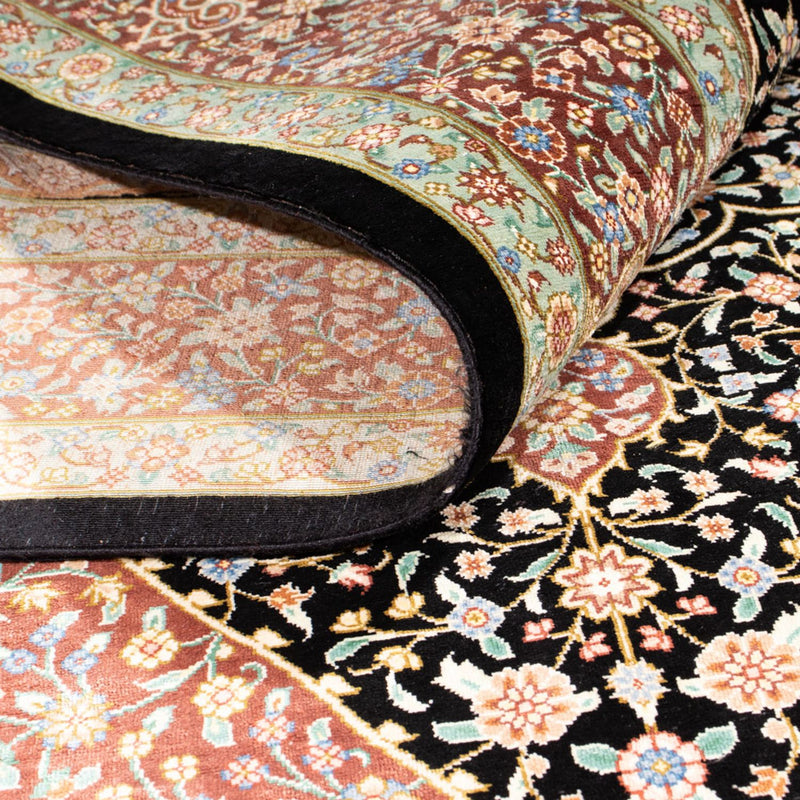 Ghom - Seide Teppich 101x154cm - Perserteppich - dunkelblau