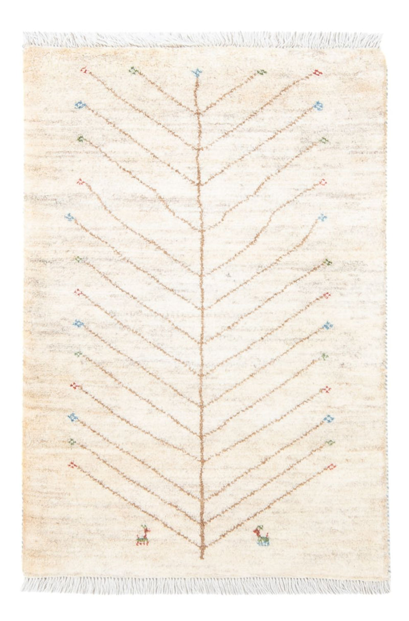 Gabbeh Persisch Teppich 77x121cm - Perserteppich Wollteppich - naturweiß